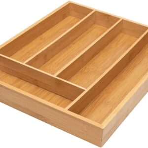 Porta Talheres Mimo Style Bambu Organizador de Gaveta 5 Divisórias