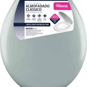 Assento Sanitário Atlas Clássico Almofadado Cinza com Fixação