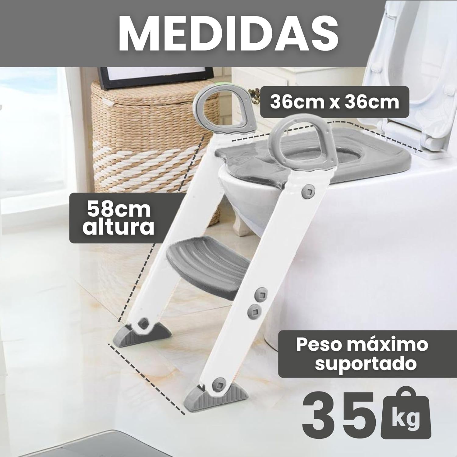 Assento Redutor Infantil ATENTU com Escada para Vaso Sanitário - Imagem 2